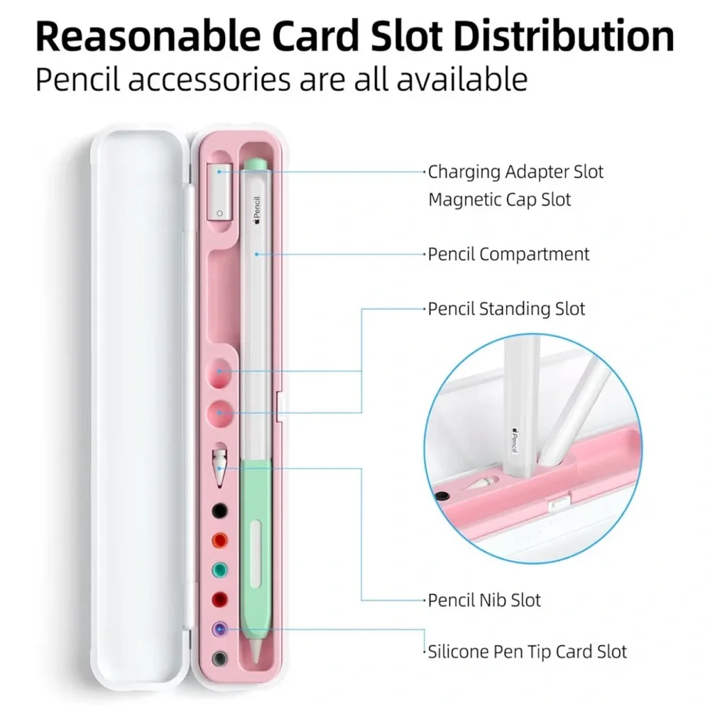 Pink Stylus Pen Case with Charging Capability
